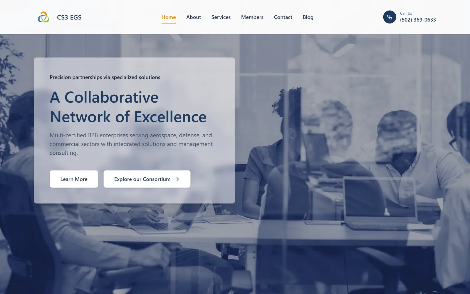 The CS3 EGS website home page.